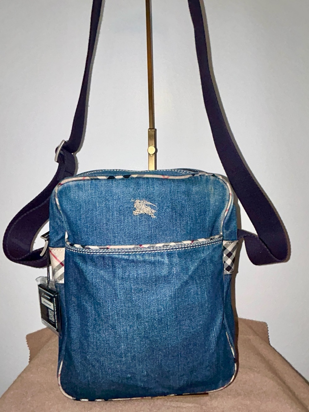 Burberry London Blue Label Denim Messenger Bag. Vintage, COA included